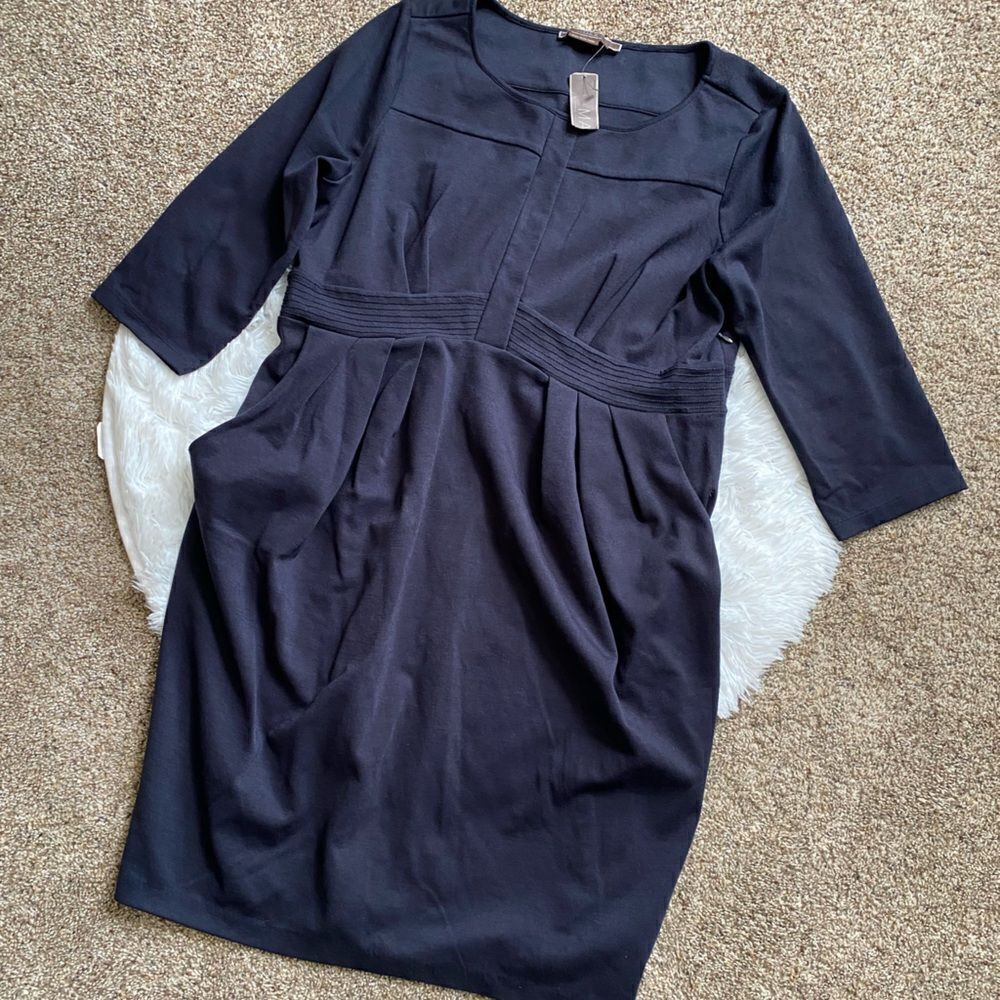 To The Max Ponte Dress Ink Blue New Pockets Womens Size XL